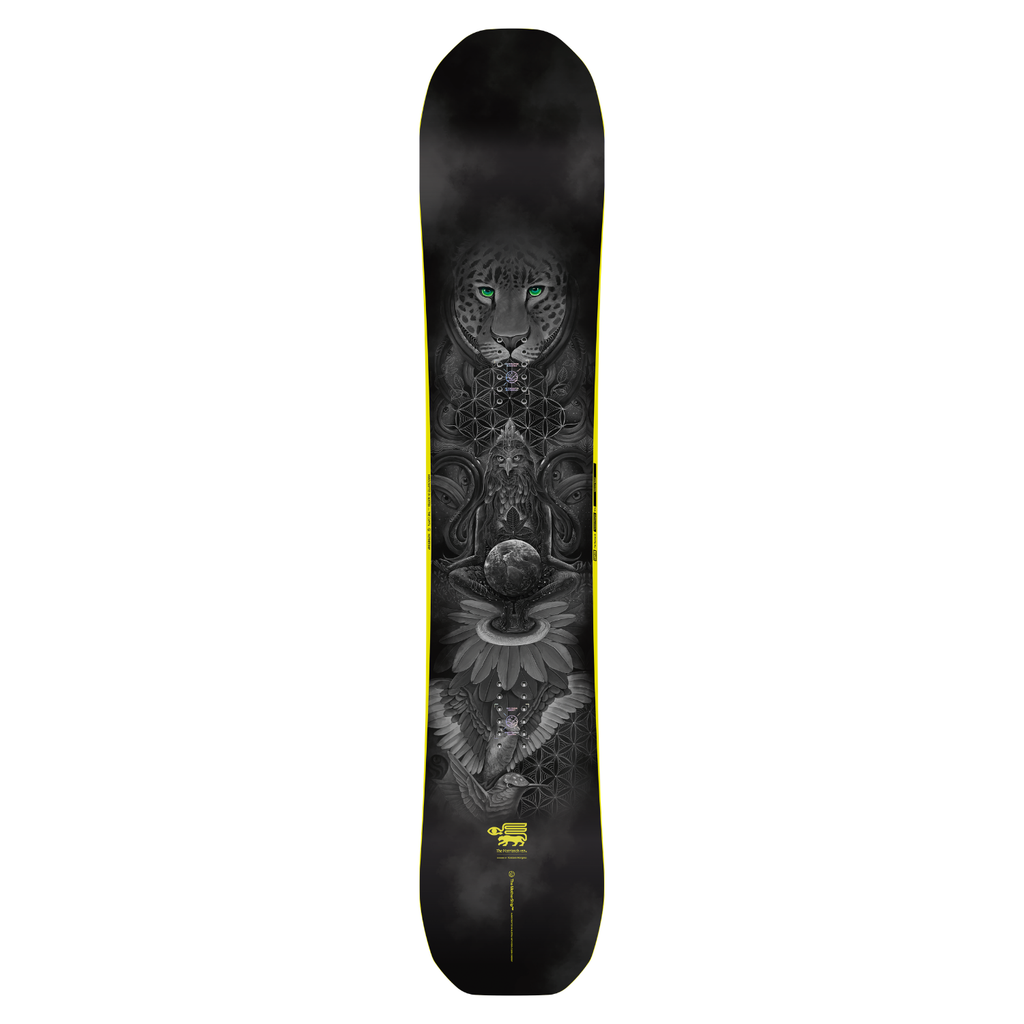 Steve's snow store Wollongong - Black snowboard with artistic design on a white background