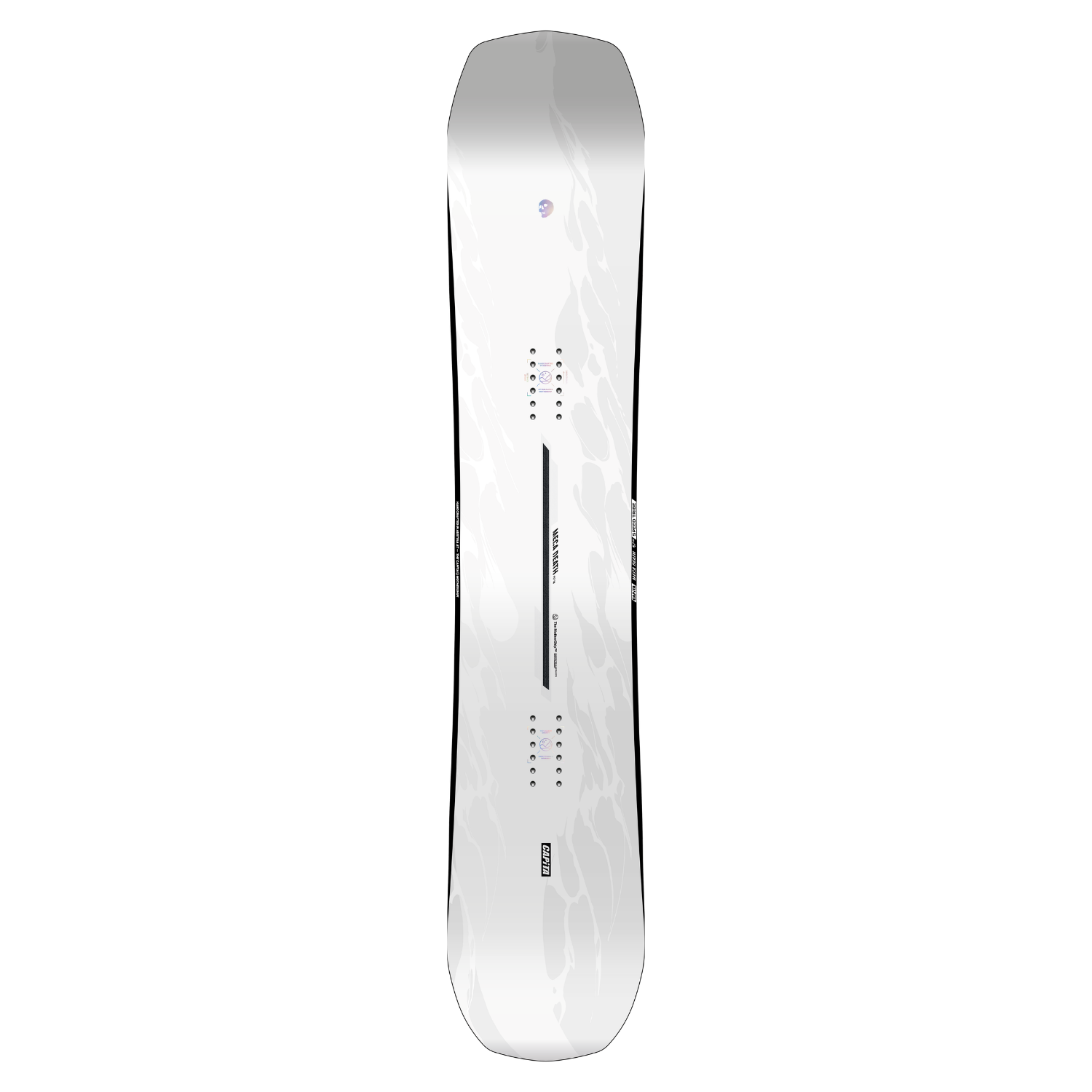 Steve's snow store Wollongong - White snowboard with black text and design on a white background