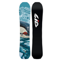 Steve's snow store Wollongong - Snowboard with mountain and whale design on one side and black backside with logo on a white background
