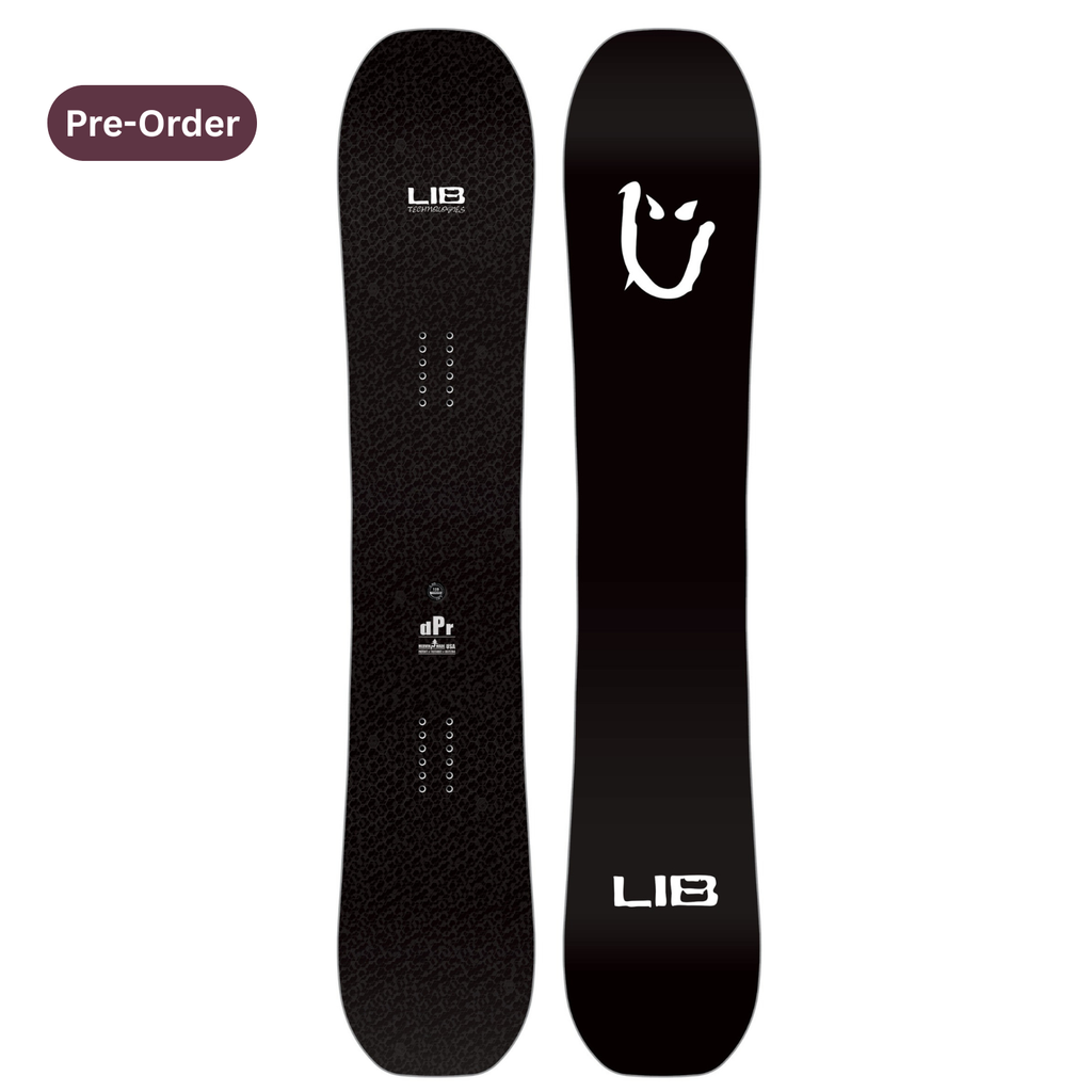 Steve's snow store Wollongong - Black snowboard with LIB logo on a white background