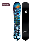 Steve's snow store Wollongong -Mayhem snowboard with colorful design on one side and black side with brand logo on a white background
