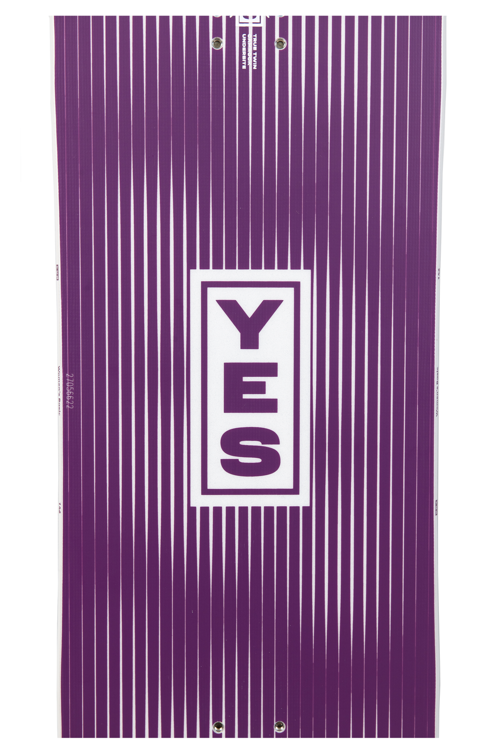 Steve's snow store Wollongong - Purple snowboard with 'YES' text on a white background