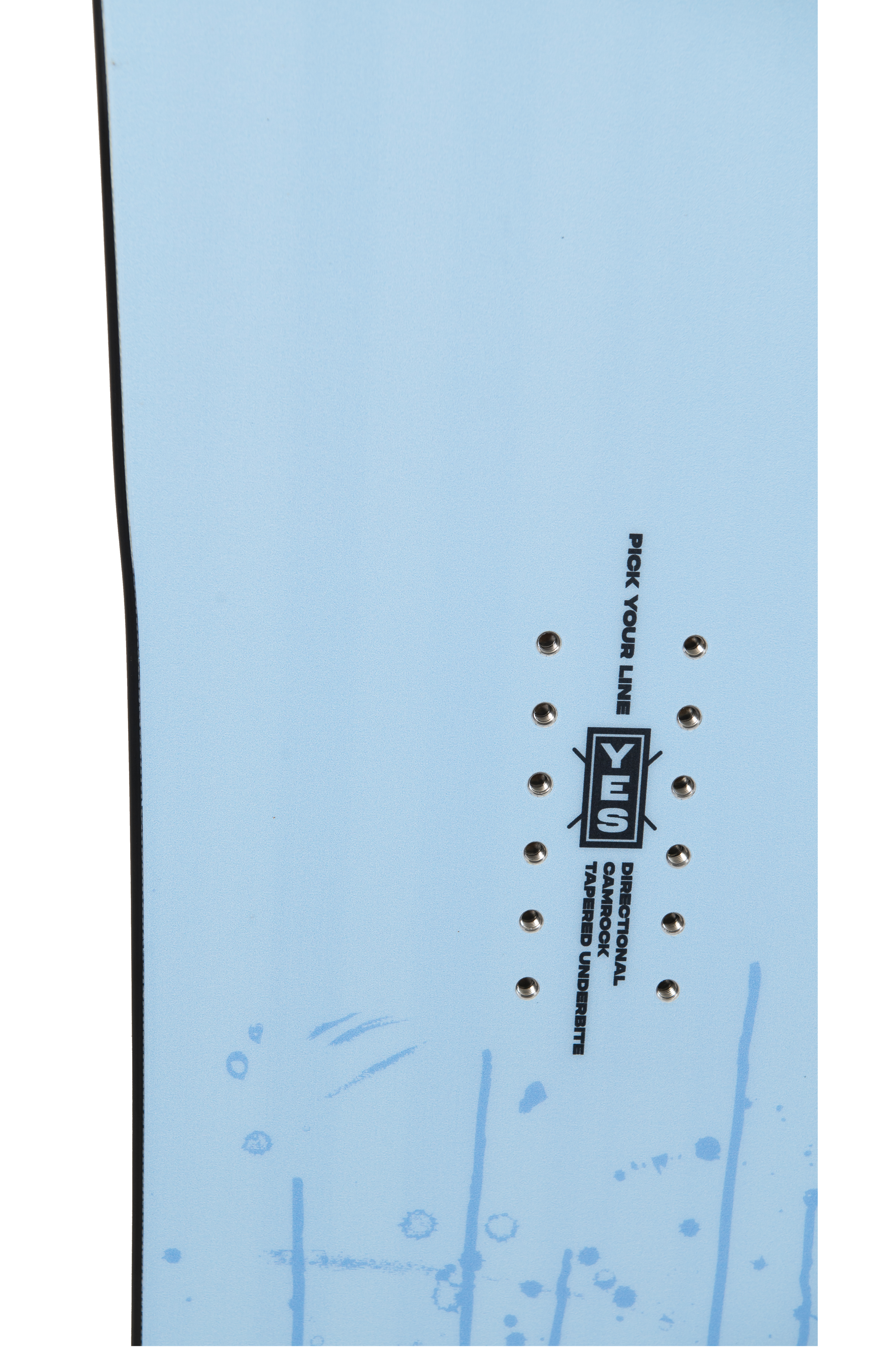 Steve's snow store Wollongong -Light blue snowboard with 'YES' and brand logo on a white background