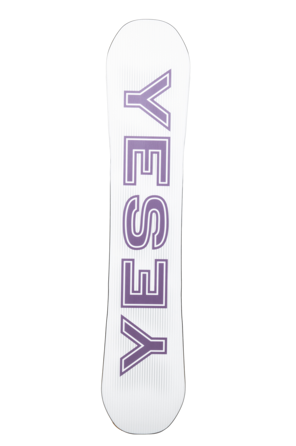 Steve's snow store Wollongong - White snowboard with purple 'YES' logo on a white background